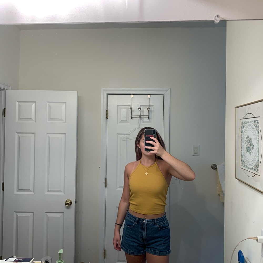 Yellow Backless Halter Top